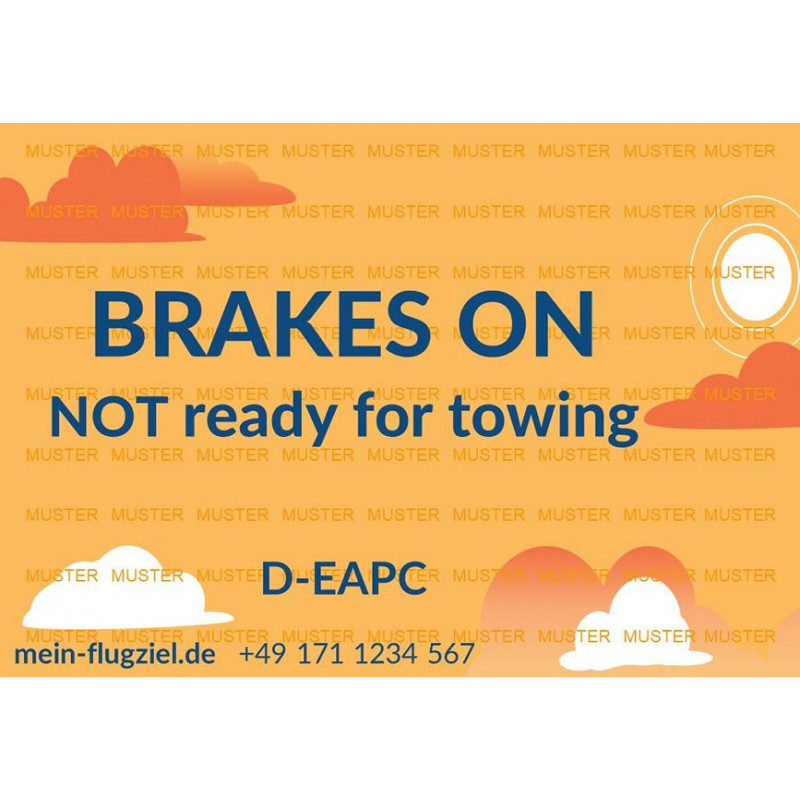 Brakes-ON Warnschild rot mit Kennzeichen und Telefonnummer Brakes-ON Warnschild rot mit Kennzeichen und Telefonnummer